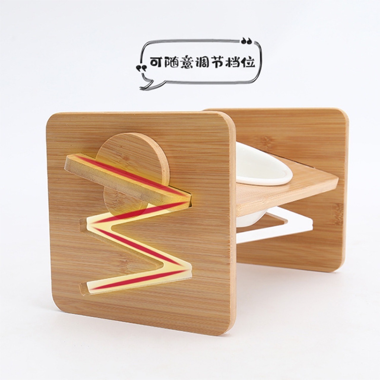 Inventario de bambú para mascotas estante de platos de madera para mascotas hogar doble tazón ajustable altura protector cervical alimentador de mascotas