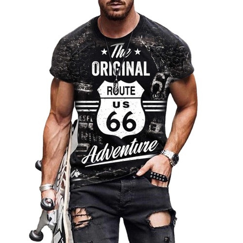 2025 Fashion 3D Printed Short-Sleeve T-Shirt with Round Neck for Men, Digital 3D Letter Pattern, Trendy Men's Clothing