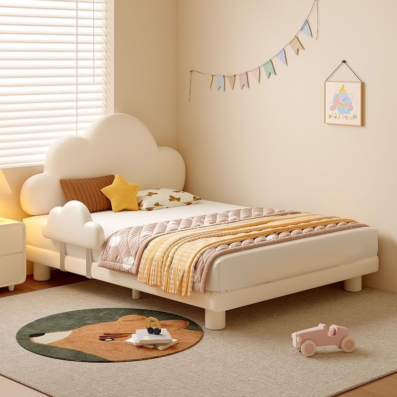 Cream Style Children's Bed Girl Cloud Bed with Guardrail Anti-Fall High Box Bed Princess Bed Dream Castle Girl Bed
