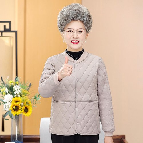 Stylish, warm, lightweight, loose-fitting cotton jacket for middle-aged and elderly women, women's cotton coat, autumn and winter clothing, mother's cotton puffer jacket