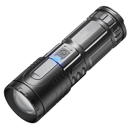 White laser telescopic zoom flashlight X3 long-range ultra-bright dual light source tail warning light home outdoor flashlight bright
