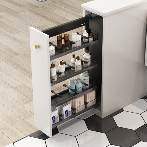 Wholesale half wall pull basket dry and wet separation side mounted narrow cabinet small pull basket storage rack push-pull storage basket side cabinet basket 3