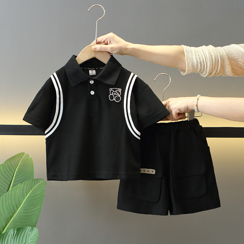 7956 Traje para niños Deportes y ocio Ropa para niños Niños 2025 Nuevo traje de dos piezas de moda coreana de verano para bebés