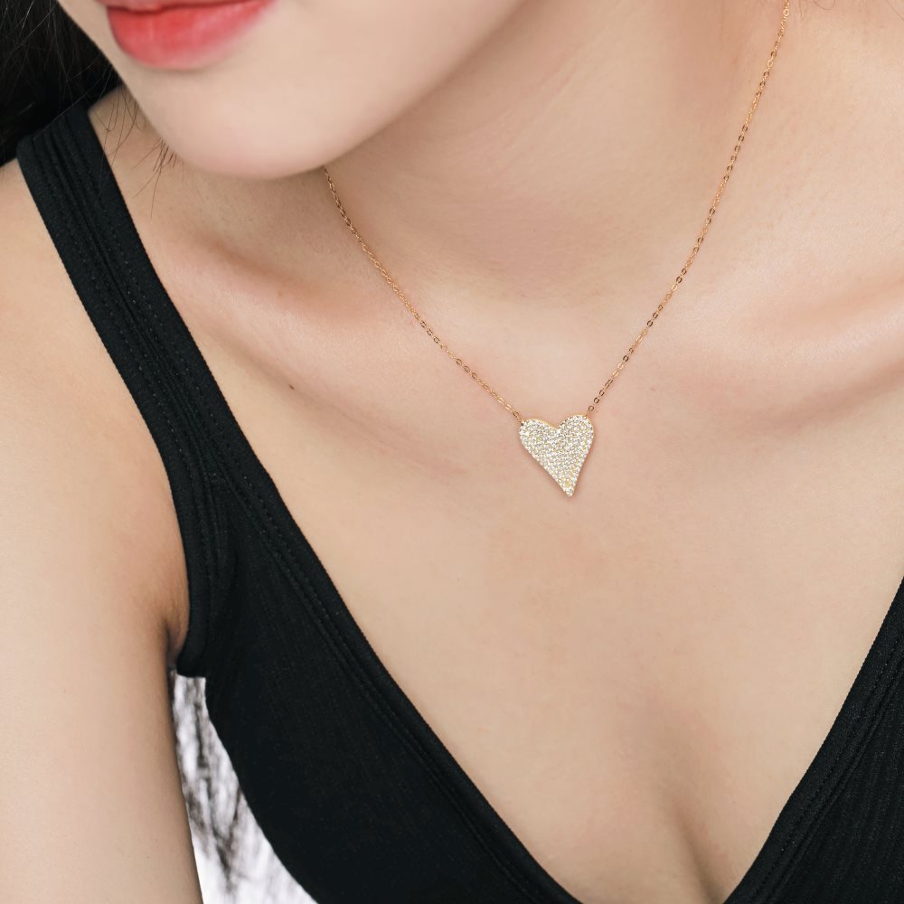 Fashion Heart Shape Silver Plating Inlay Zircon Necklace 1 Piece