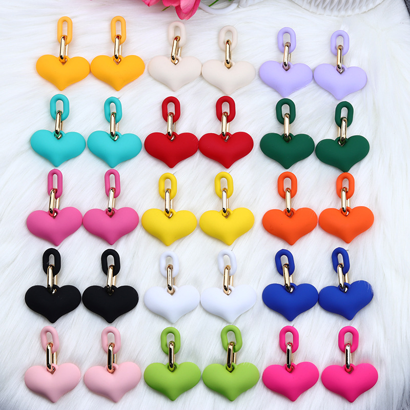 Drop Earrings Classification 1 Pair IG Style Heart Shape Spray Paint Arylic Drop Earrings
