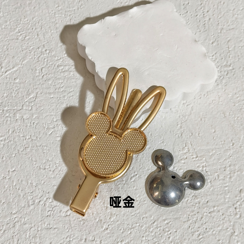 南朵饰品 哑金 diy宋锦发夹配件空托布艺镶嵌底托刘海夹发饰材料|undefined