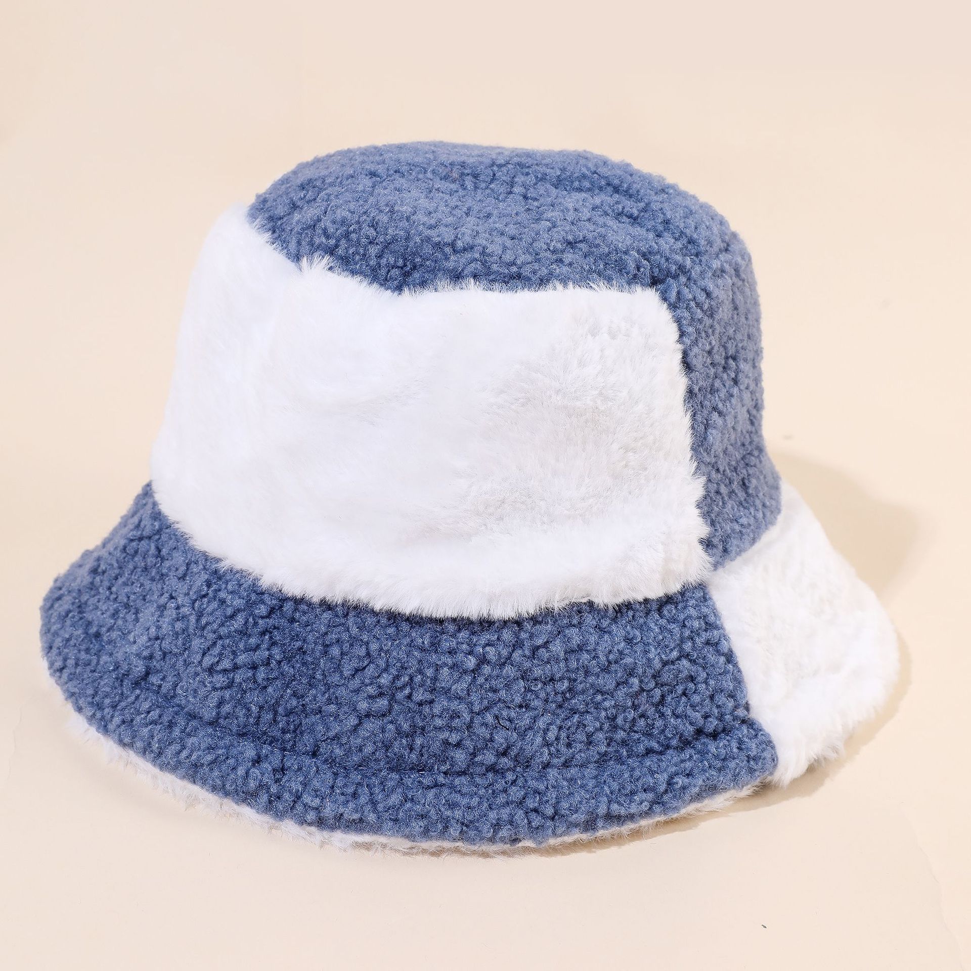 2022 otoño e invierno nuevo sombrero de pescador felpa Cordero lana Plaid costura moda sombrero caliente para hombres y mujeres