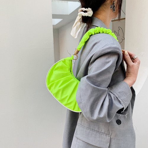Manufacturer wholesale bags women's bags  new fashion casual shoulder bag solid color pillow bag soft surface pleated armpit