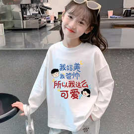 春秋冬中大童休闲女宝宝儿童女童纯棉长袖T恤内搭圆领上衣打底衫