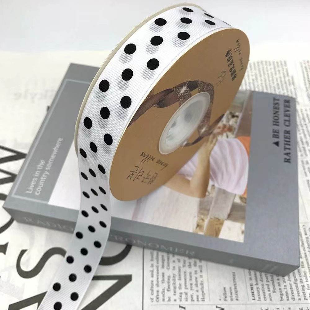2,5 cm punto cinta clásico Polka Dot impresión juguete Ropa Decoración Accesorios embalaje DIY hilo cinturón al por mayor