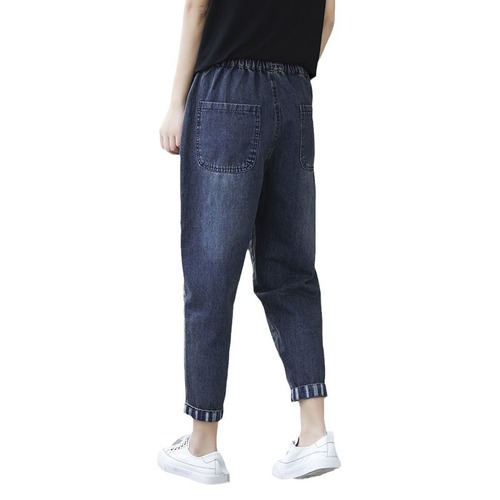 Autumn Retro Women's Loose Plus Size Elastic Waist Harem Pants Casual Nine-Patch Father-in-Law Radish Pants for Women