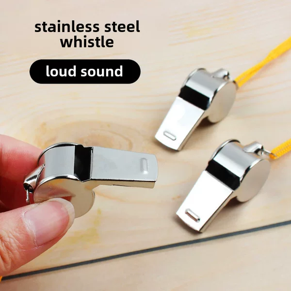 Lanyard metal whistle coach referee whistle for help family Side Sports games stainless steel whistle wholesale