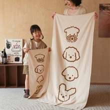 新款A类纱布款卡通小狗毛巾 家用吸水儿童方巾面巾 成人浴巾