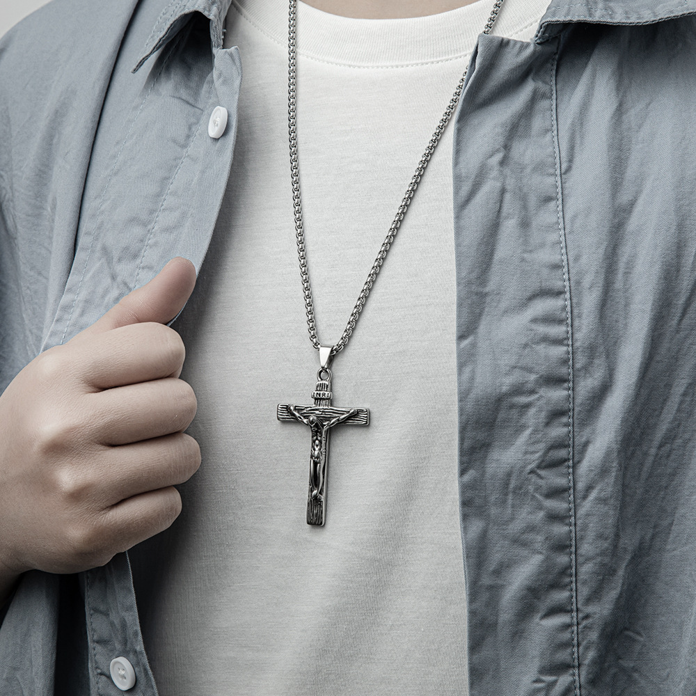 Hip-Hop Cross Titanium Steel Pendant Necklace 1 Piece