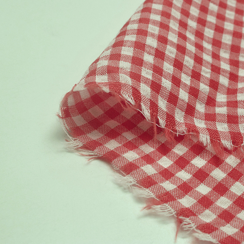 现货0.7公分涤棉色织泡泡朝阳格面料 TC格子衬衫防晒衣童装包包布