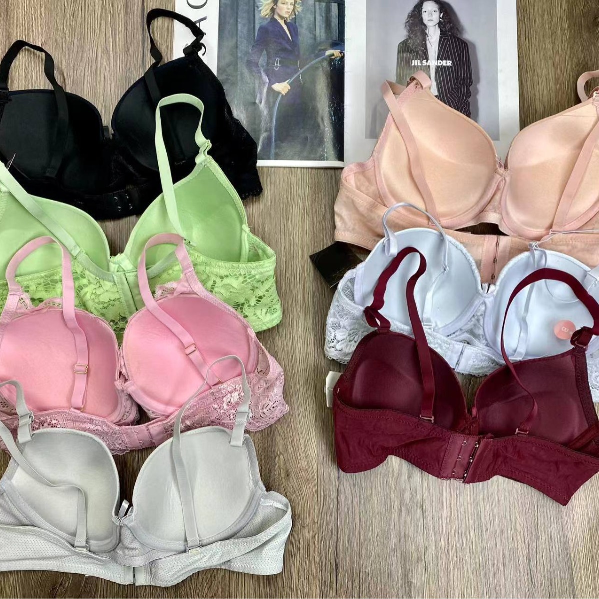Mixto de marcas europeas y estadounidenses del sudeste asiático, ropa interior de damas con anillo de acero, encaje liso, sujetadores mixtos lotes