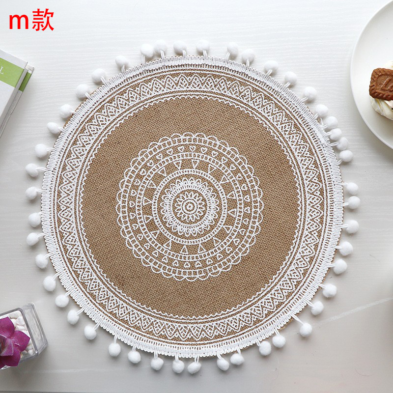 황마 라운드 플레이스매트 M