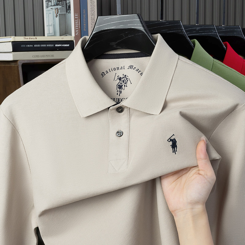 春秋季新款POLO衫时尚潮流百搭翻领条纹衫衬衫长袖卫衣T恤男经典