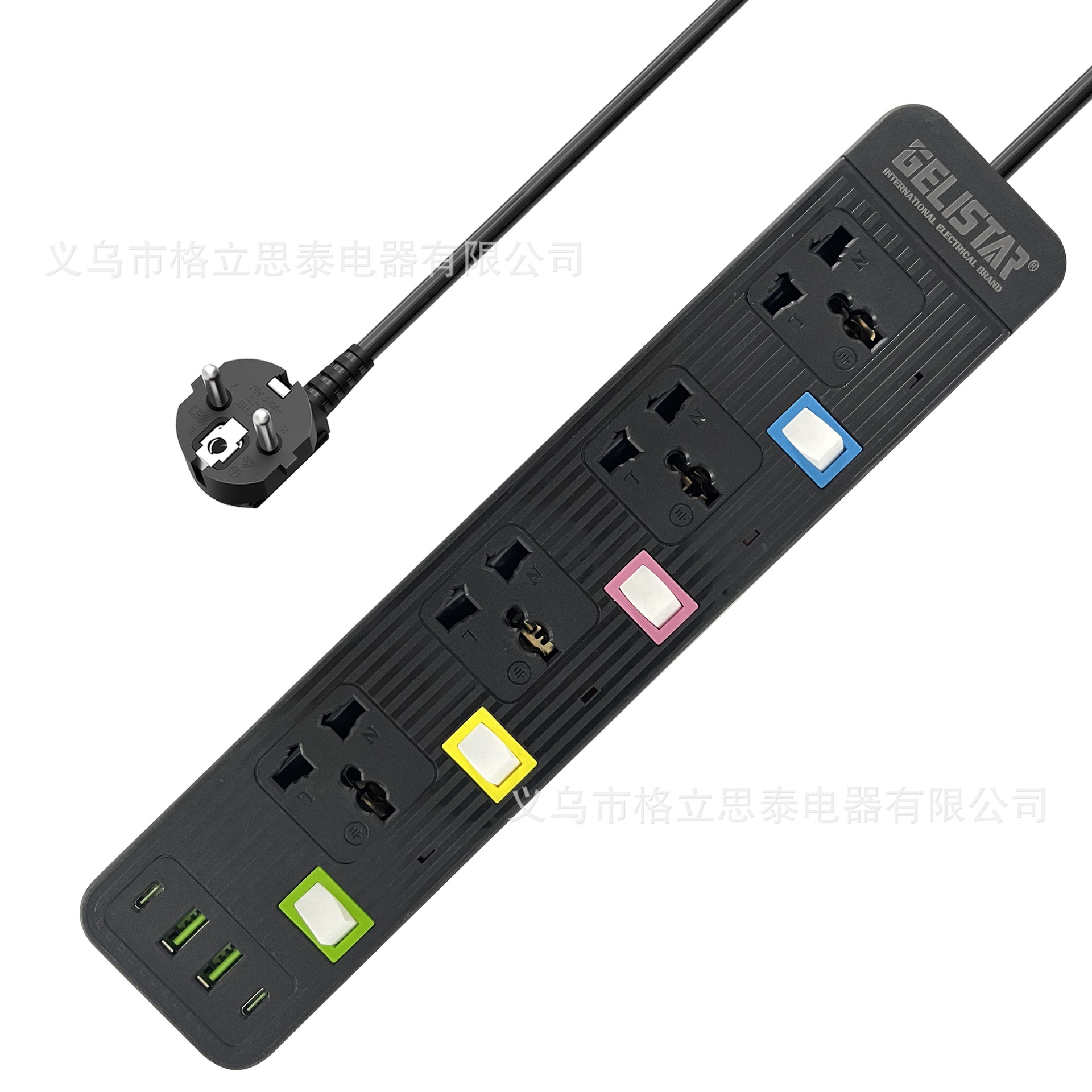 跨境多开关插线板插座usb电源插板带线澳欧美规插排曼谷缅甸柬埔