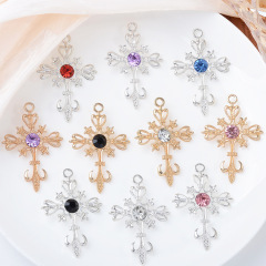 レトロ中空ダイヤモンドクロスペンダント合金アクセサリージュエリー手作りゴシックイヤリングネックレス diy アクセサリー