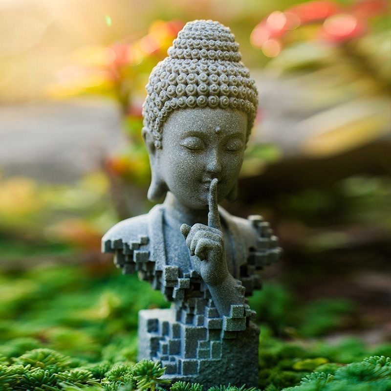 中式禅意佛像摆件园艺花卉茶室佛陀释迦牟尼佛鱼缸造景青石材质|undefined