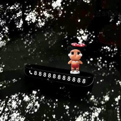 Cute cartoon car phone number display sign, creative car interior decoration, personalized ornament (Nömrəli dayanma kartı) - red-bow-cry-baby-black-and-white-parking-sign-with-adhesive