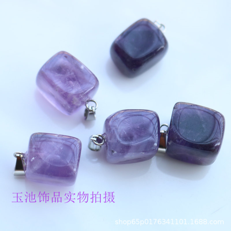 Colgante de cristal natural pequeño cuadrado rosa verde dongling ágata rojo colgante irregular pendientes collar accesorios diy