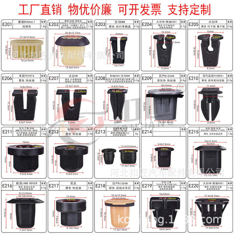 Car side skirt, door sill guard, door trim panel, heat insulation pad, mudguard, bumper fender buckle