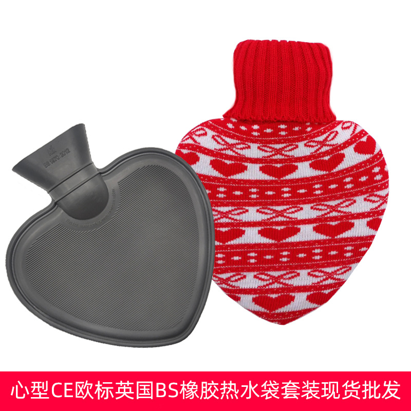 En stock lindo en forma de corazón mano más caliente bolsa de agua portátil creativo llenado de inyección de agua bolsa de agua caliente moda portátil bolso caliente al por mayor