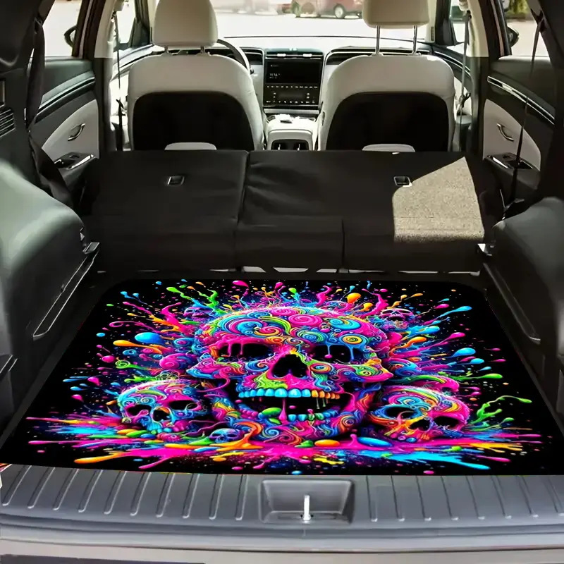 Temu Labeling Dropshipping Cross-Border Abstract Printed Car Trunk Mat Water-Absorbent, Non-Slip, Dirt-Resistant and Wear-Resistant Car Floor Mat