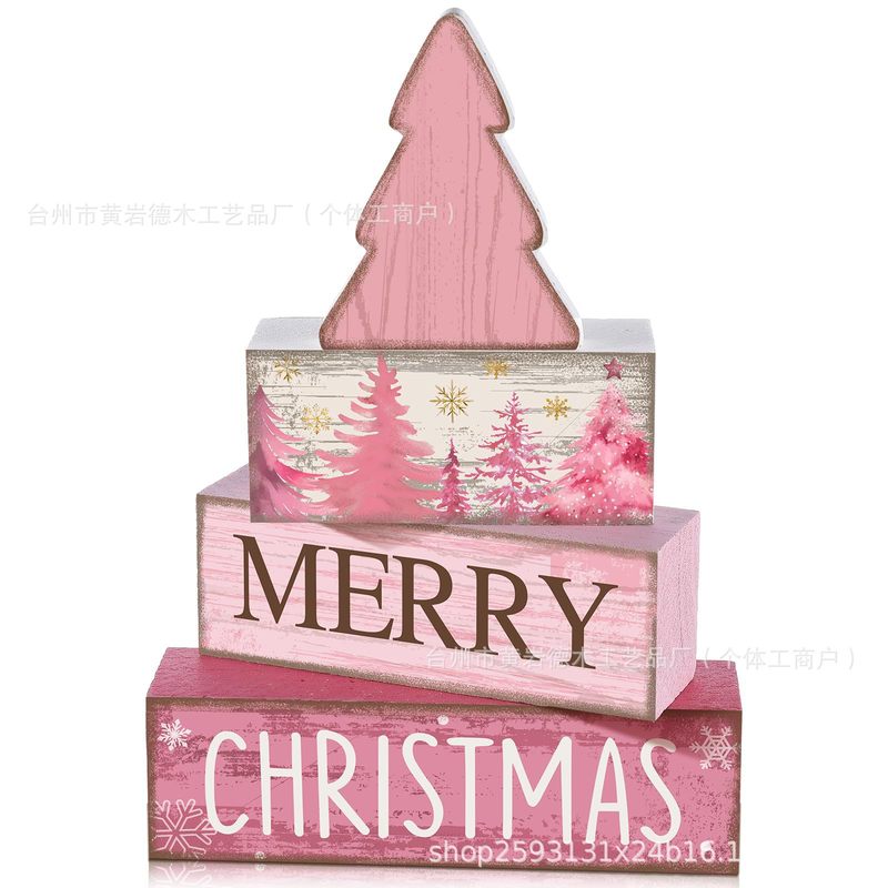 跨境新品圣诞节桌面摆件节日纪念装饰布置道具冬季雪花木质工艺品|undefined