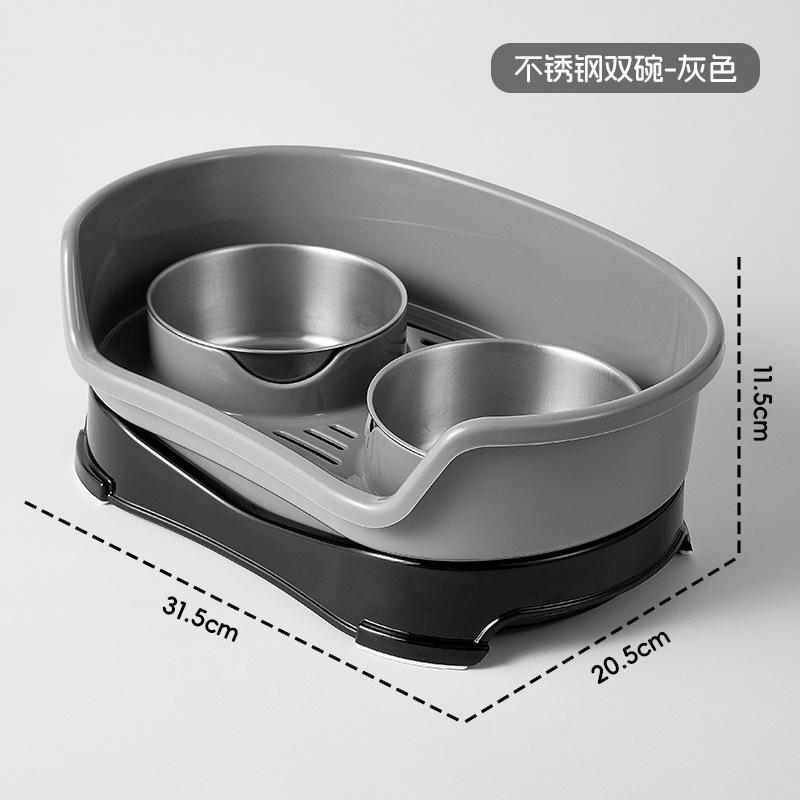 Nuevo cuenco transfronterizo para perros para mascotas Tazón doble de acero inoxidable antideslizante Tazón para gatos de doble uso Tazón para gatos desmontable para perros anti-volcado