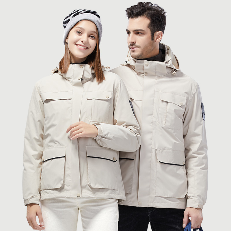 Men's Clothing Outdoor sports jackets for men and women, winter couples Silk cotton jackets, liner, windproof and waterproof three in one two piece suit_voghion.com