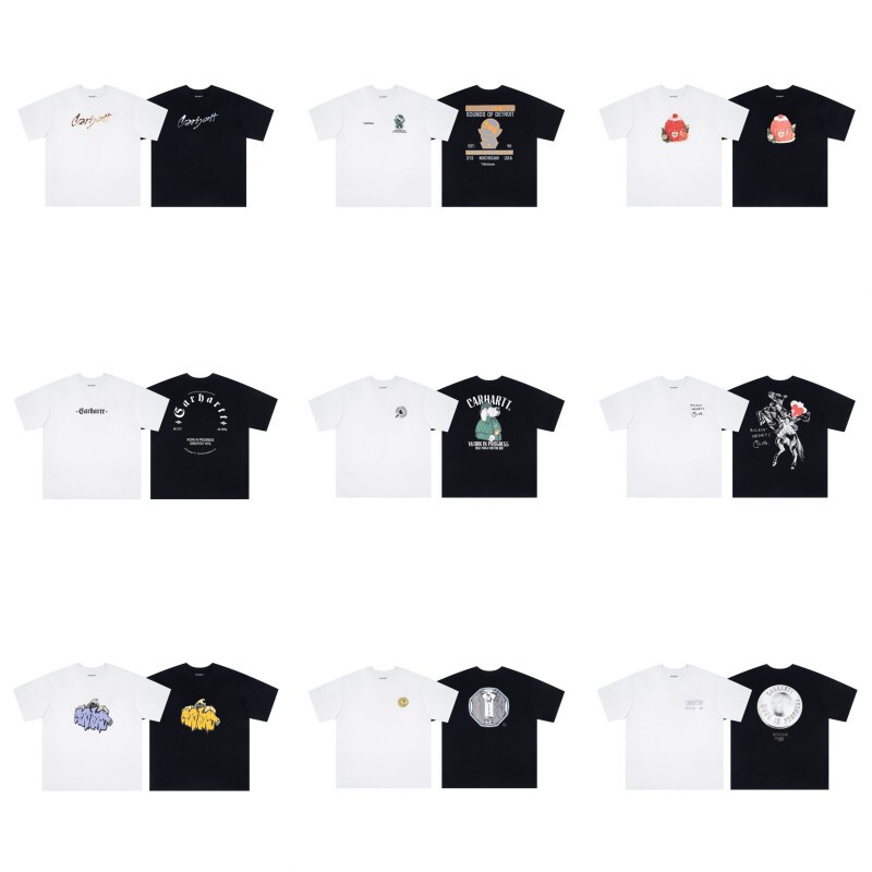 Cross-border Foreign Trade Trendy Brand Carhart New Letters Printed Loose Men and Women Couple Round Neck Short-sleeved T-shirt Base Shirt Cross-border Foreign Trade Trendy Brand Carhart New Letters Printed Loose Men and Women Couple Round Neck Short-sleeved T-shirt Base Shirt