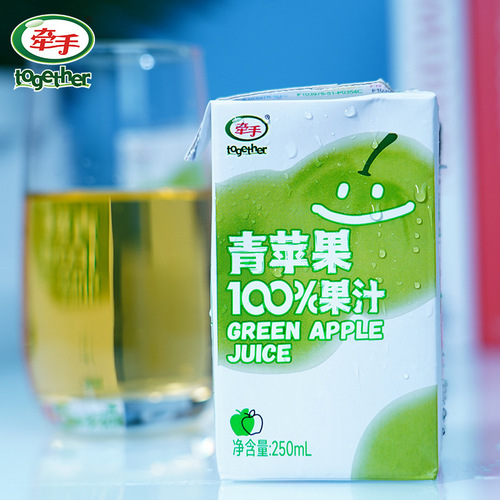【Factory Direct】Hand-in-Hand Green Apple 100% Juice 250ml*6 Boxes Full Carton Wholesale Beverage Drink