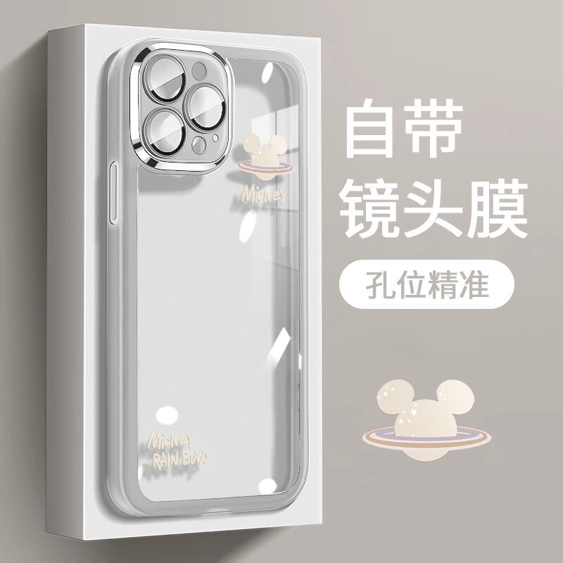 Simple Mickey Planet for Apple 16promax Phone Case 13 with Lens Film 15 Transparent Silicone 14 Women