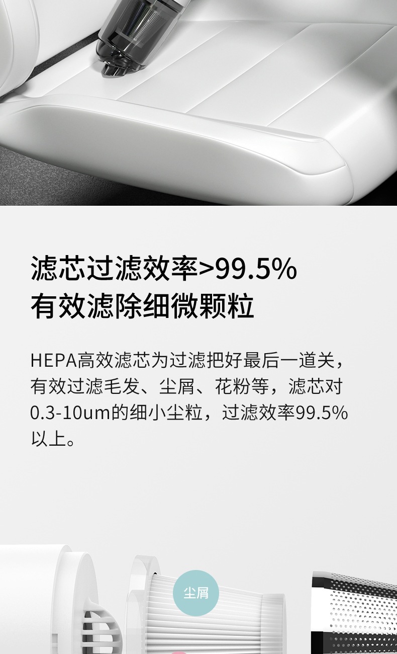 Car Vacuum Cleaner, Household Mini Portable Mite Remover, Wireless Charging, High-Power Handheld Powerful Dust Remover