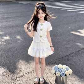 2026夏季新款时尚个性花朵娃娃衫甜美蝴蝶结花边半身裙两件套