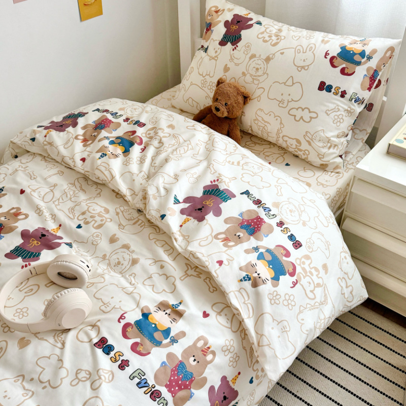 Cama de dormitorio de estudiantes universitarios de algodón de tres piezas tipo sábana de algodón funda de edredón especial litera individual