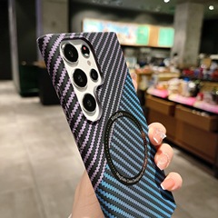 適用三星S23Ultra手機殼碳纖維Magsafe磁吸S24plus防摔超薄保護套