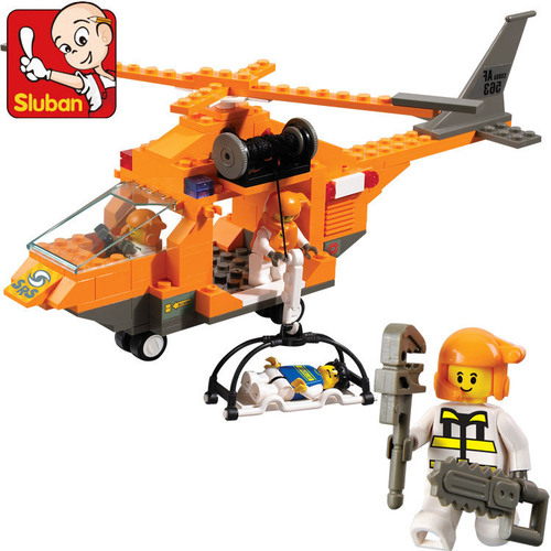 Little Lu Ban Blocks SRS Emergency Rescue Team 0102 Air Rescue Aircraft Children's Intelligence Assembly Toy 