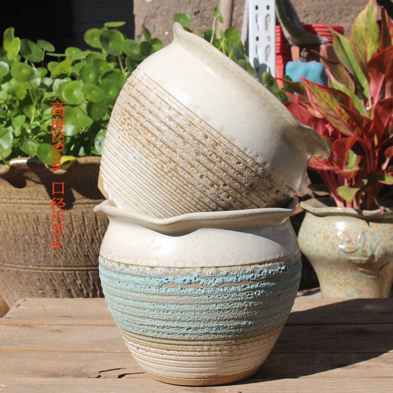 Special Offer Flower Pot Coarse Pottery Large Diameter Ceramic Purple Sand Simple Succulent Plant Old Stump Pot Pothos Clearance Breathable