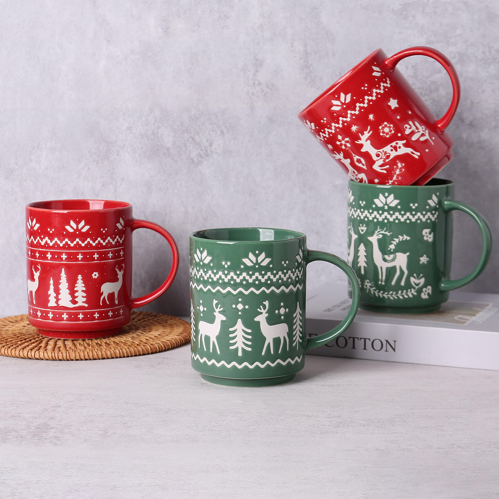 Taza de café de Navidad taza de cerámica merryVintageChristmasCupCeramicmug taza lujosa
