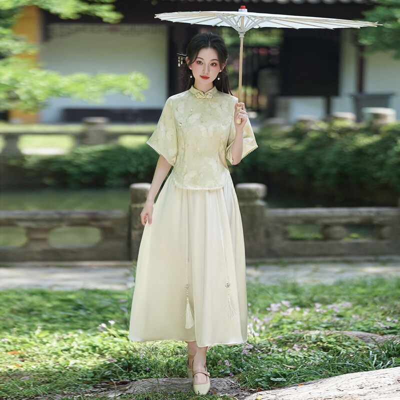 Improved Cheongsam New Model 2026 Young Style Daily High-End Elegant Republic of China Style Dress Set Hanfu Improved Cheongsam New Model 2026 Young Style Daily High-End Elegant Republic of China Style Dress Set Hanfu