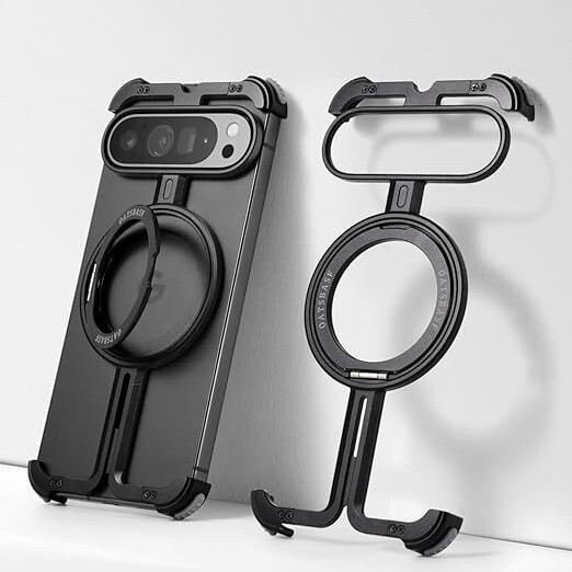 Cross-Border Compatible Google Pixel 10Proxl Phone Case Metal Hollow Magnetic Stand 9Pro Protective Case Cross-Border Compatible Google Pixel 10Proxl Phone Case Metal Hollow Magnetic Stand 9Pro Protective Case