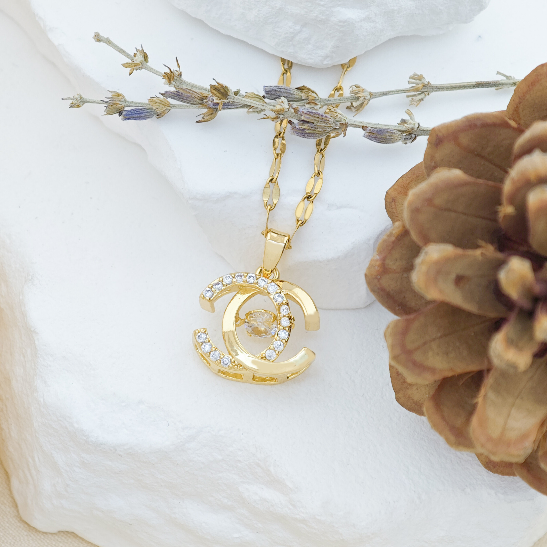 XL426 스마트 더블 C 목걸이 골드 립 체인