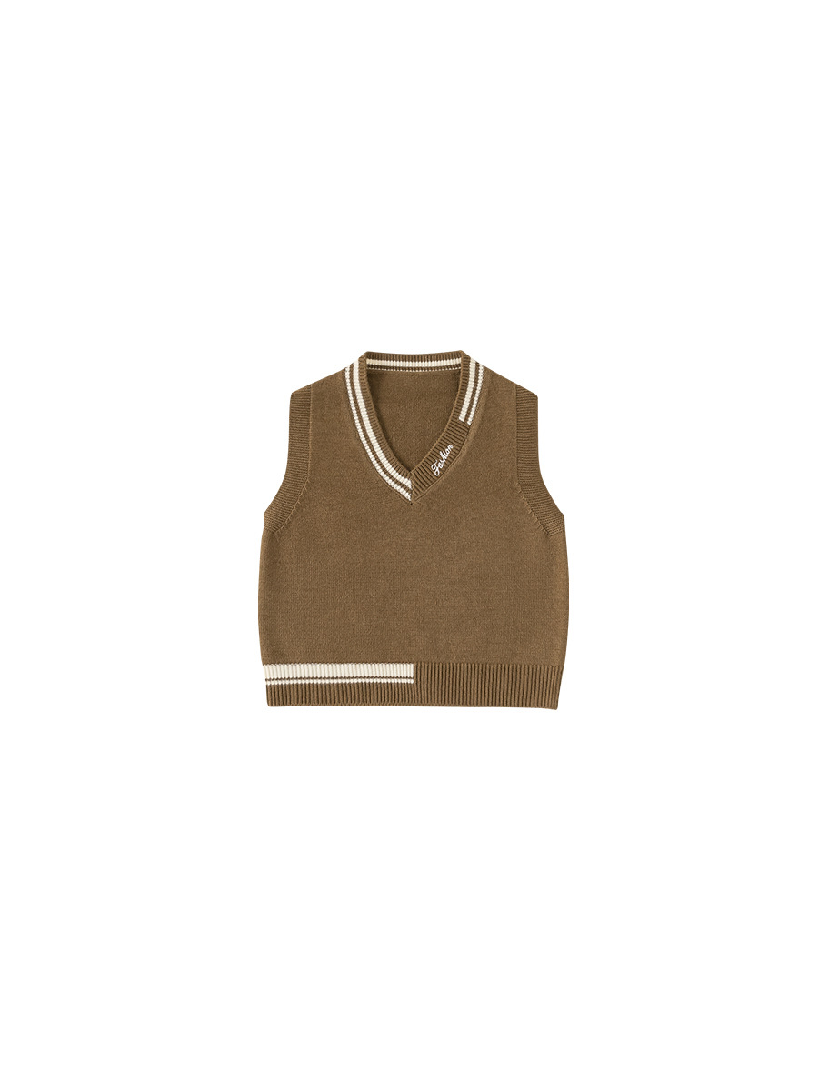 Youbao ropa para niños suéter para niños chaleco de invierno nuevo chaleco para niños pequeños y medianos estilo de otoño e invierno chaleco de punto con cuello en V todo fósforo