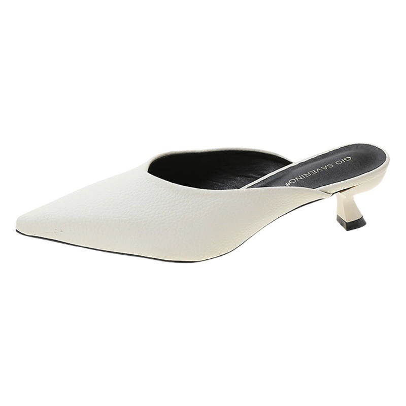 Весна и лето 2022 Новые мюлловые туфли в Корейском стиле с острым носом Модные полутапочки на среднем каблуке Baotou Повседневные сандалии