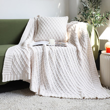 工厂外贸出口款软绵绵雪尼尔针织毯毛毯批发毯子沙发毯盖毯