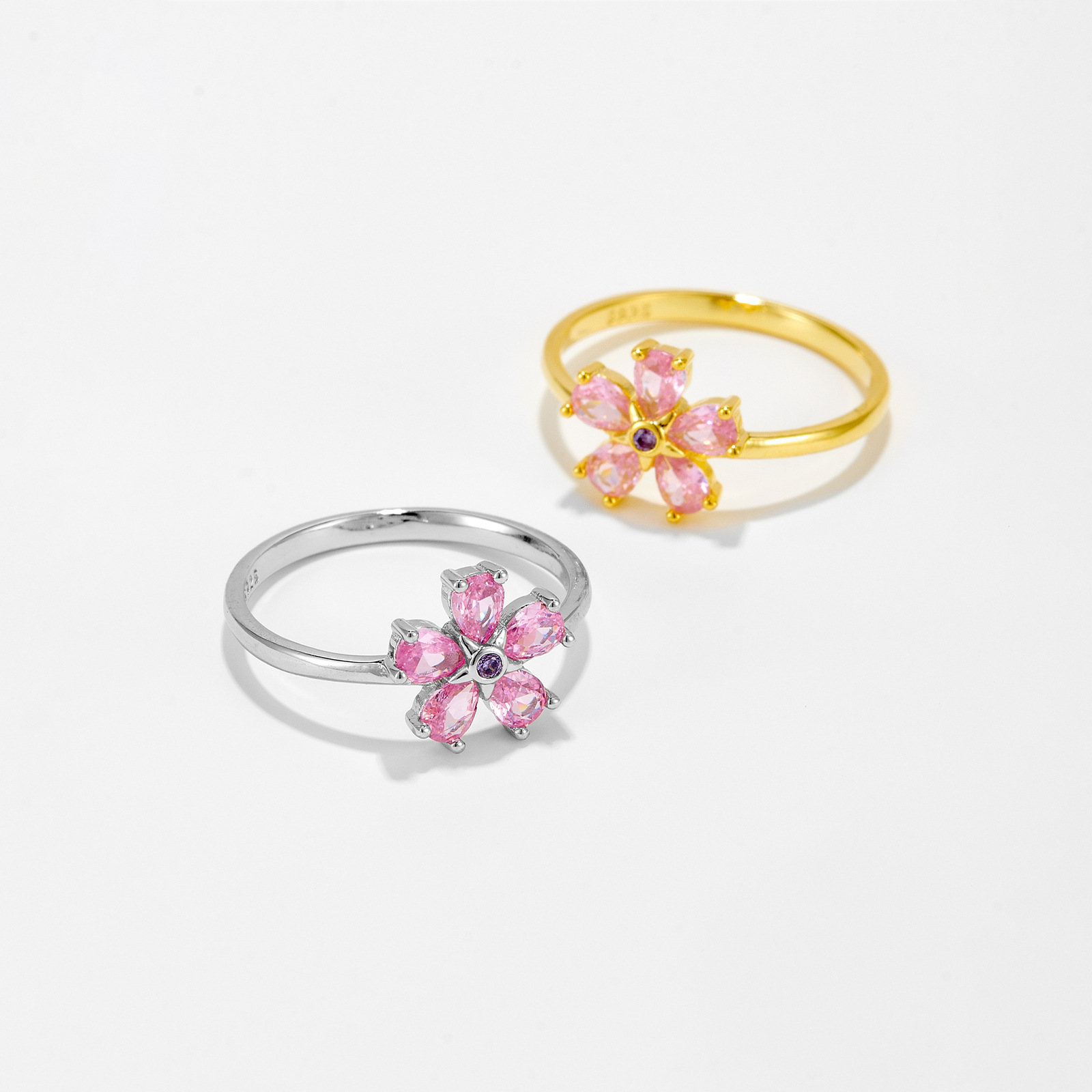 Rings Classification 1 Piece Quantity Date, Tea Party Occasion 925 Sterling Silver Flower Rings 925 Sterling Silver Rings